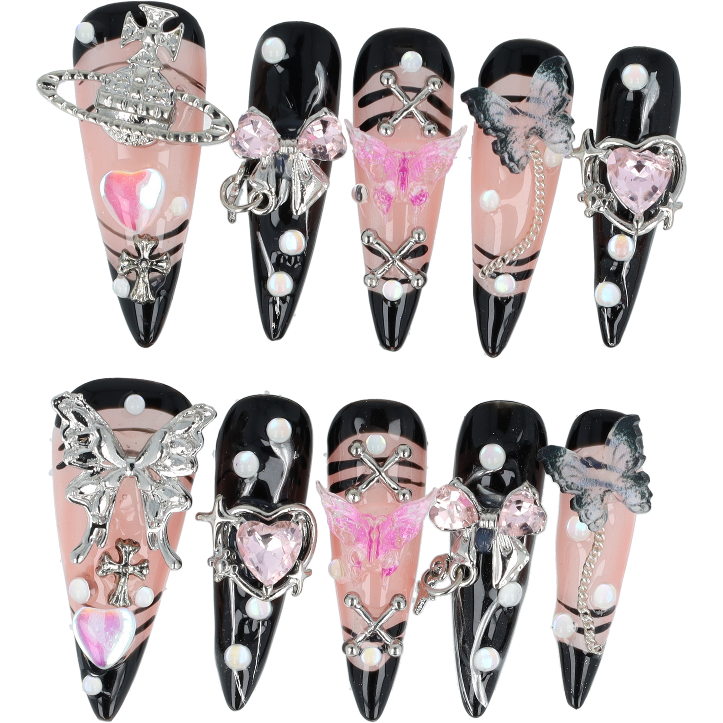 Handmade Press on nails no. 11 maat s